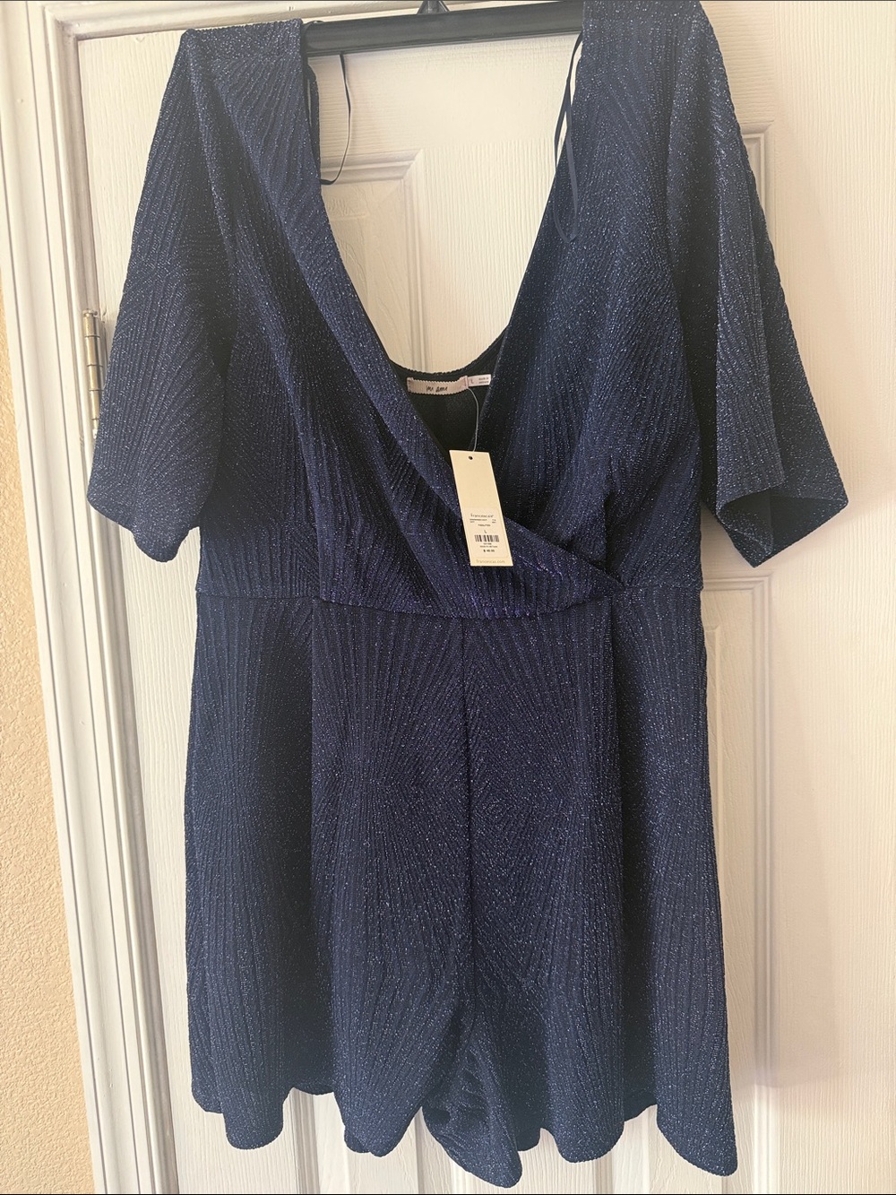 Francesca's Navy Sparkle Romper
